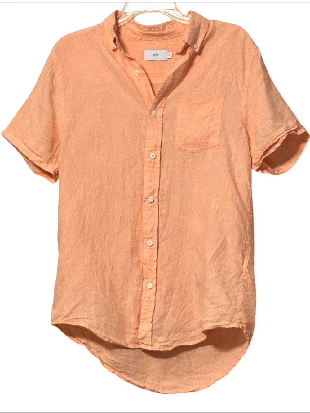 Onia 100% Linen Men S/P Button-Down Polo Shirt Luxury Resort Tropical Beach